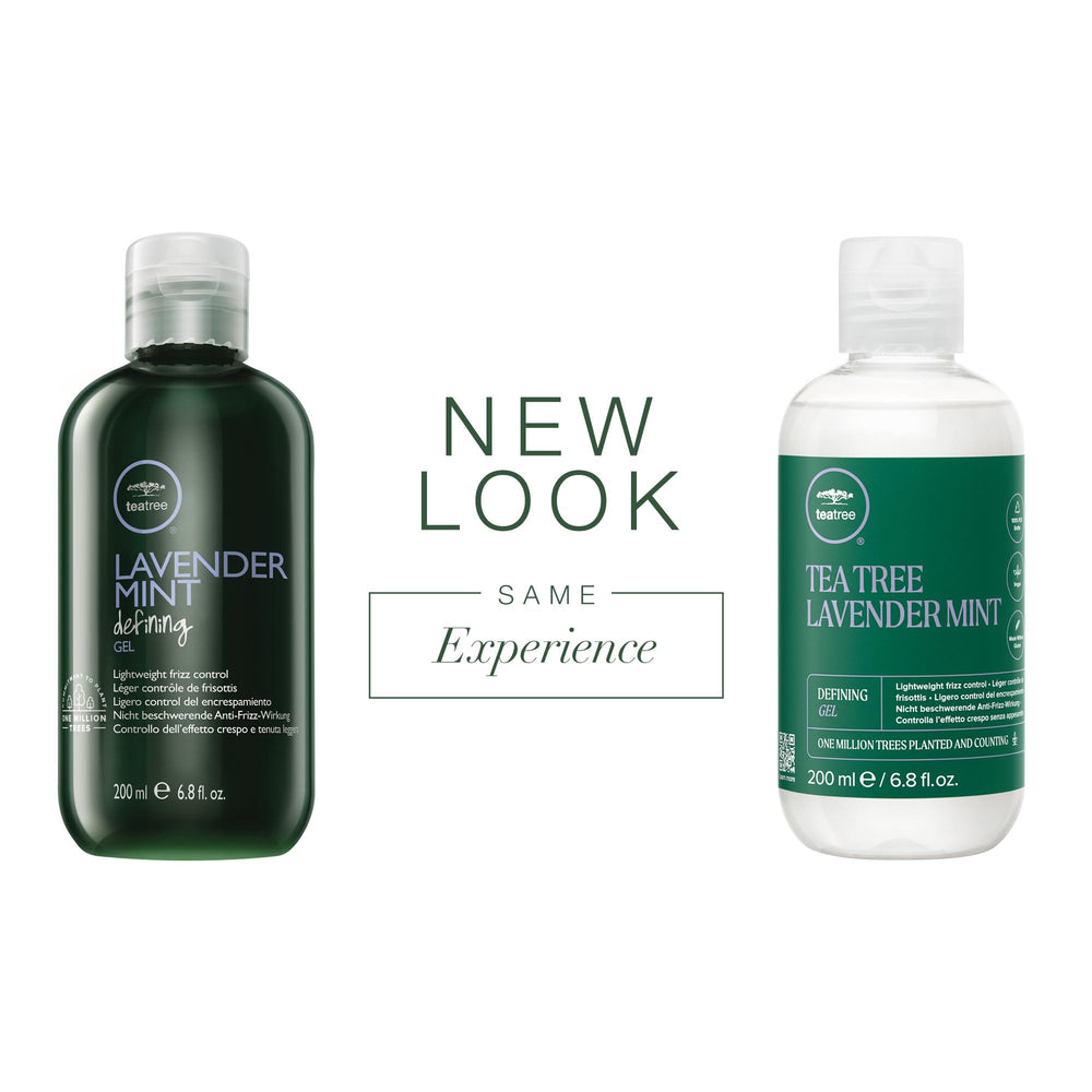 Tea Tree Lavender Mint Defining Gel being scrunched to reveal defined curls and shine.