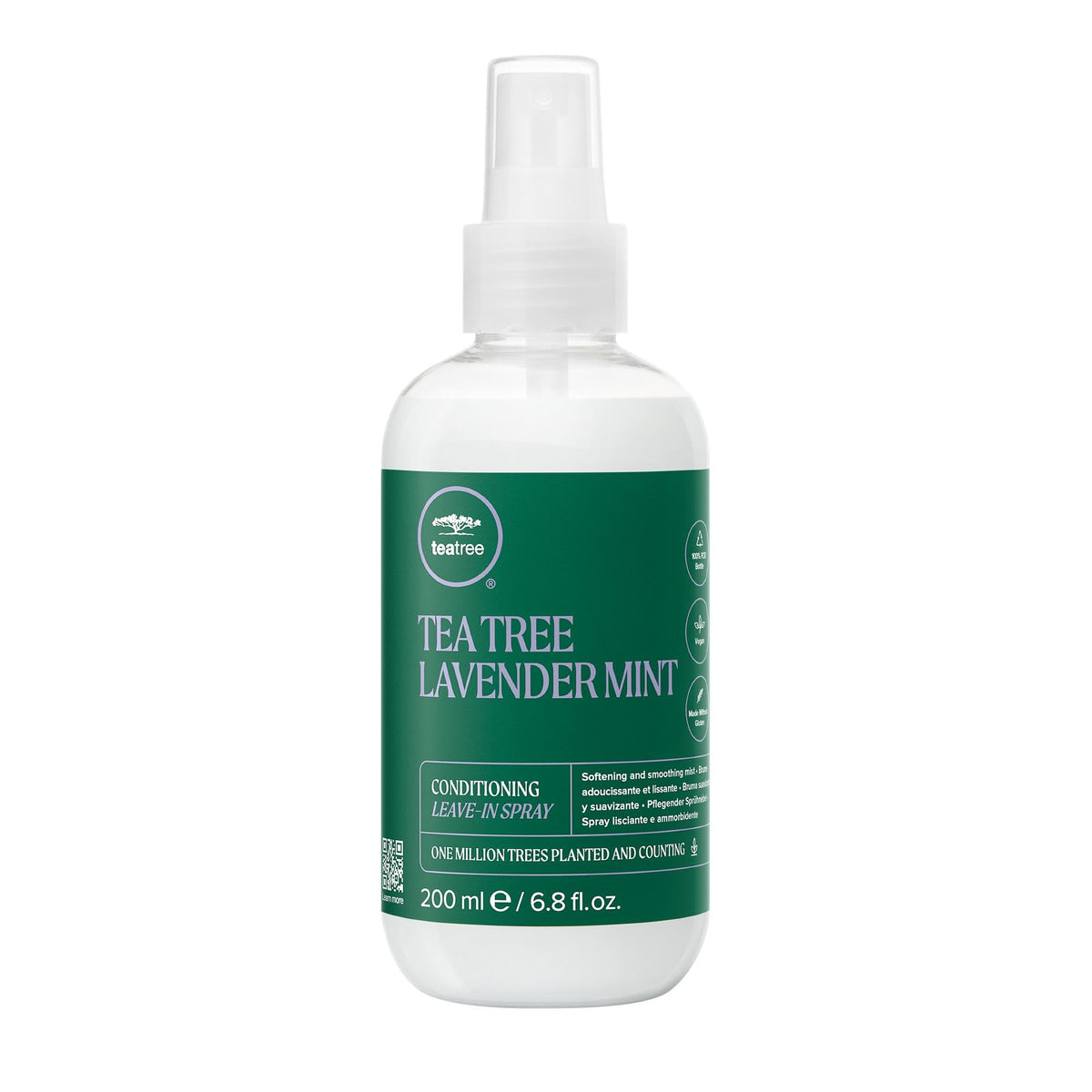 Tea Tree Lavender Mint Conditioning Leave-In Spray bottle demonstrates lightweight hydration for dry, coarse hair.