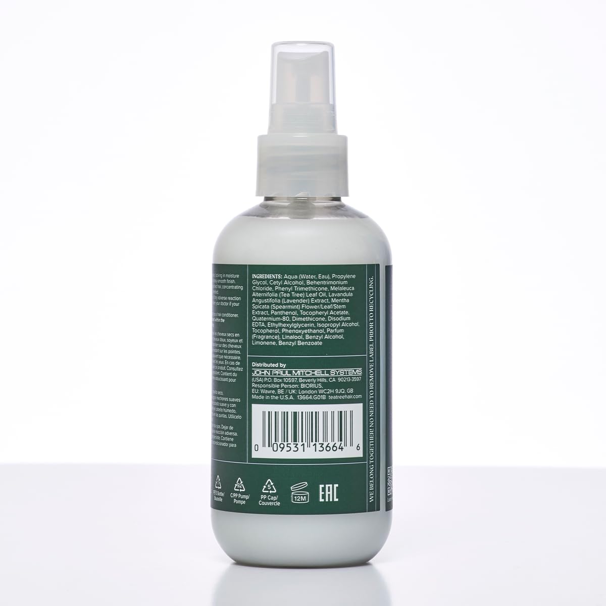 Tea Tree Lavender Mint Conditioning Leave-In Spray delivers glossy, manageable hair after use.