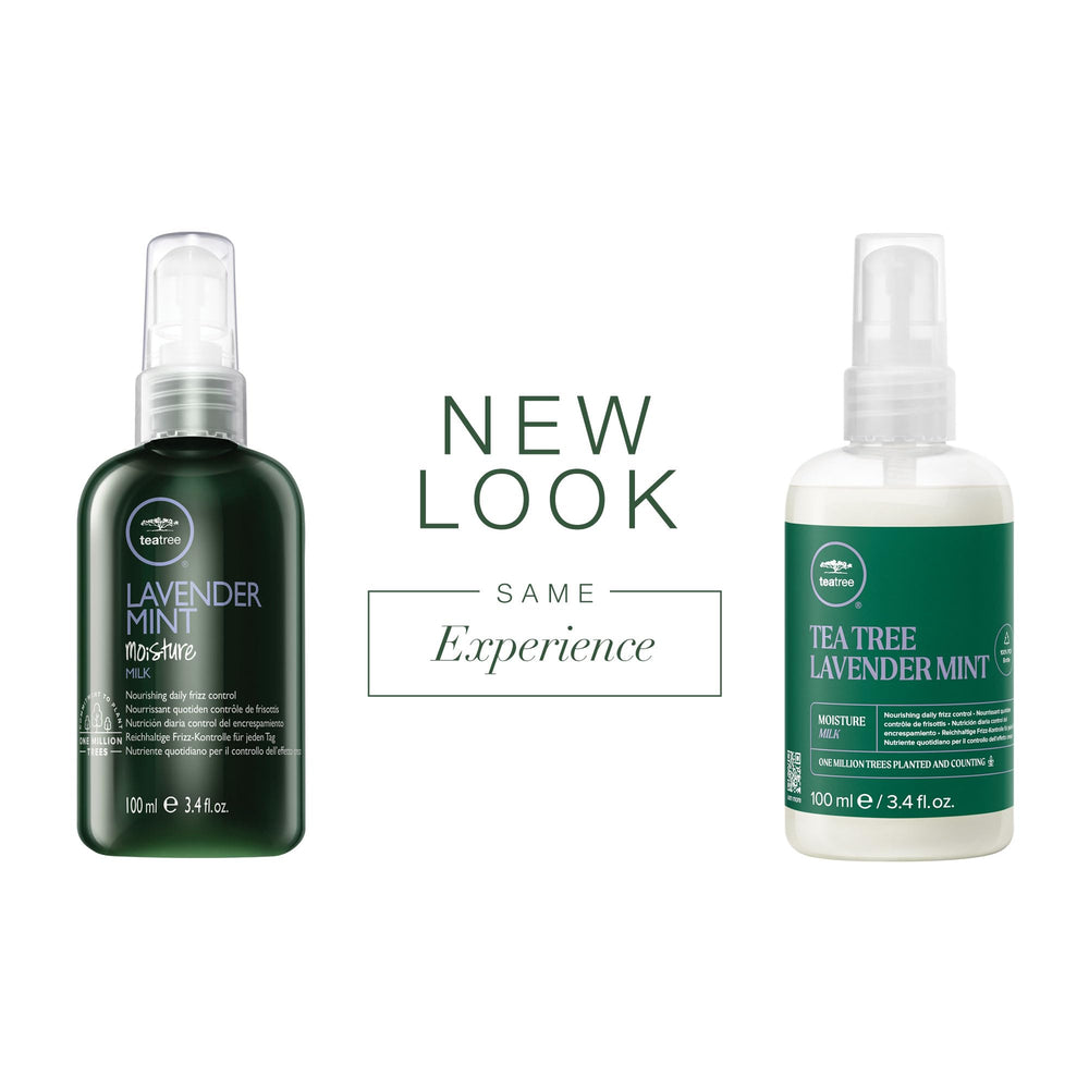 Tea Tree Lavender Mint Moisture Milk pump-application shows easy distribution for defined curls.