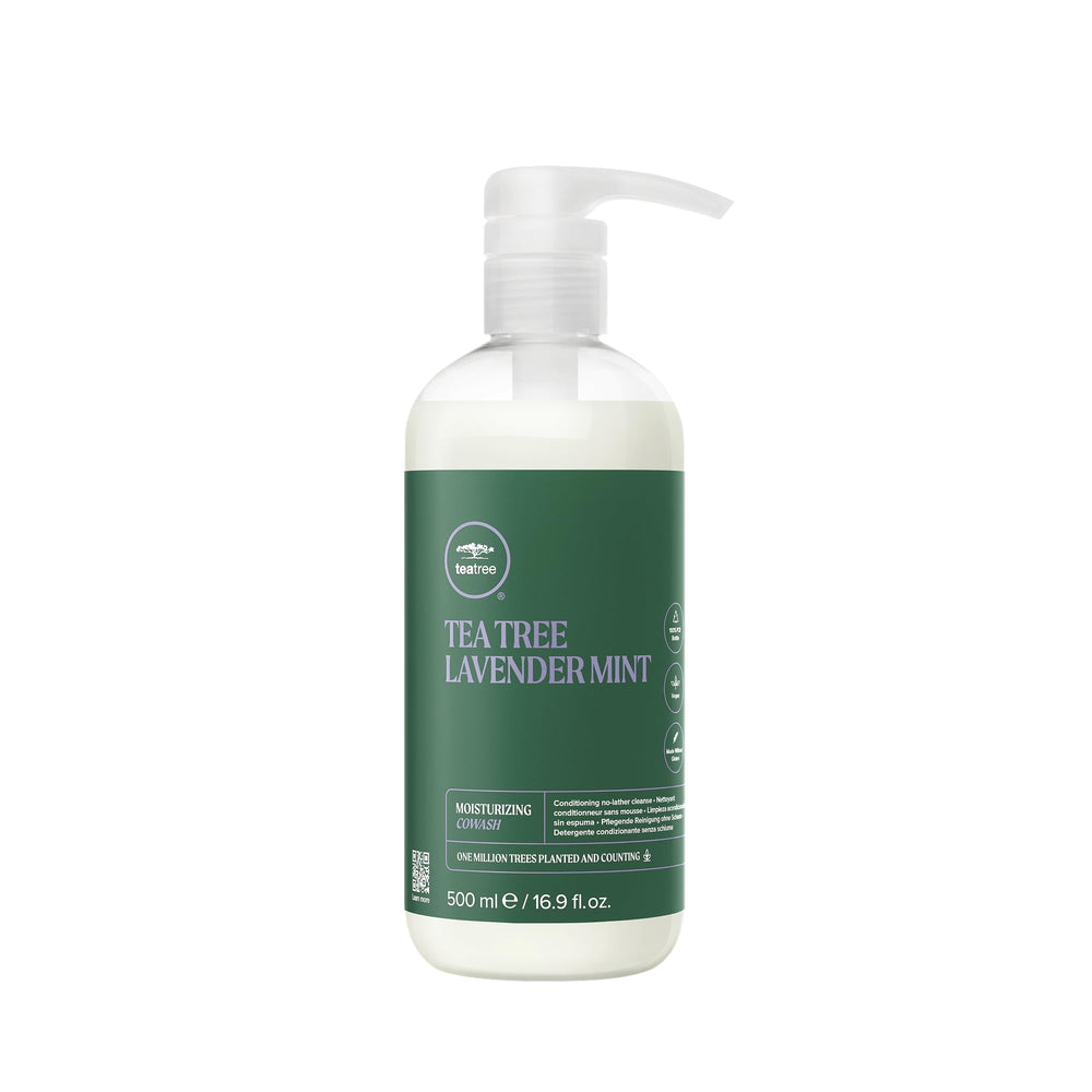 Tea Tree Lavender Mint Moisturizing Cowash bottle demonstrates a hydrating formula for coarse hair