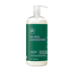 Tea Tree Lavender Mint Moisturizing Shampoo bottle promotes hydrating care for dry, coarse hair.