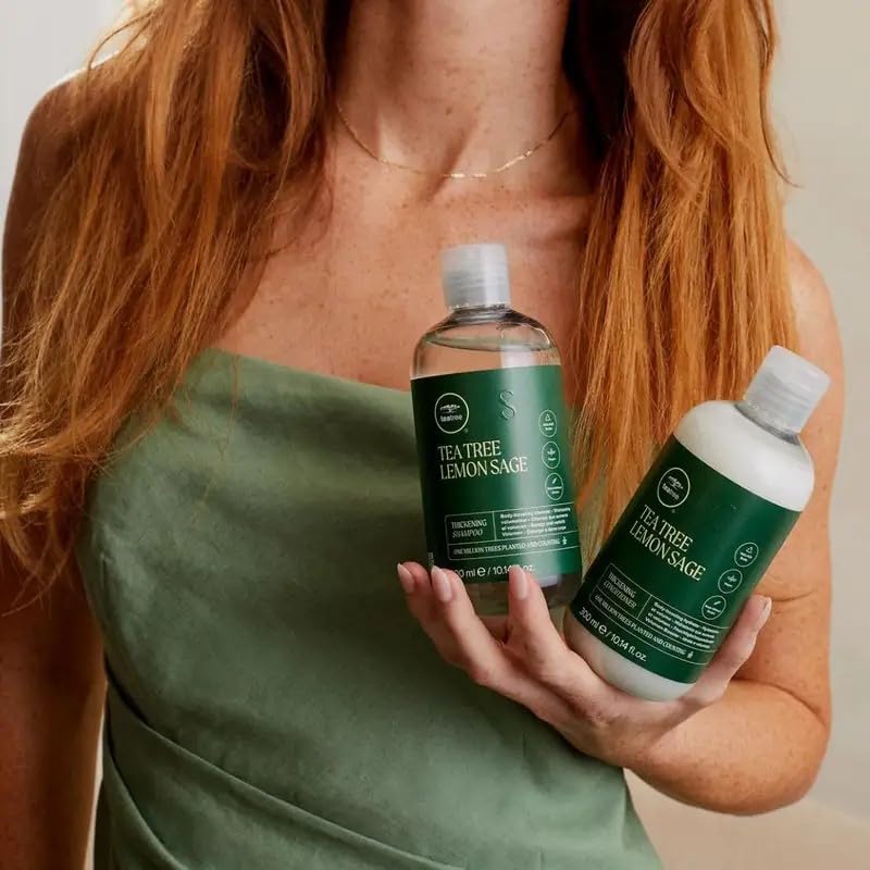 Tea Tree Lemon Sage Thickening Shampoo adds weightless volume for fine hair