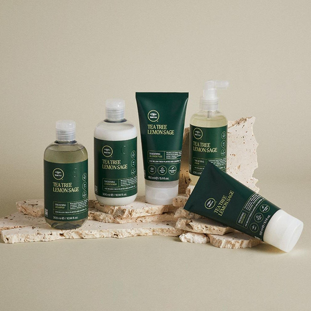 Tea Tree Lemon Sage shine finish on polished strands for a healthy look.
