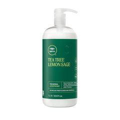 Tea Tree Lemon Sage Thickening Conditoner bottle front, adds voluminous body for fine hair
