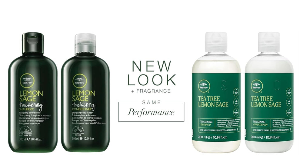 Tea Tree Lemon Sage Thickening Conditioner bottle detangles and adds lift.