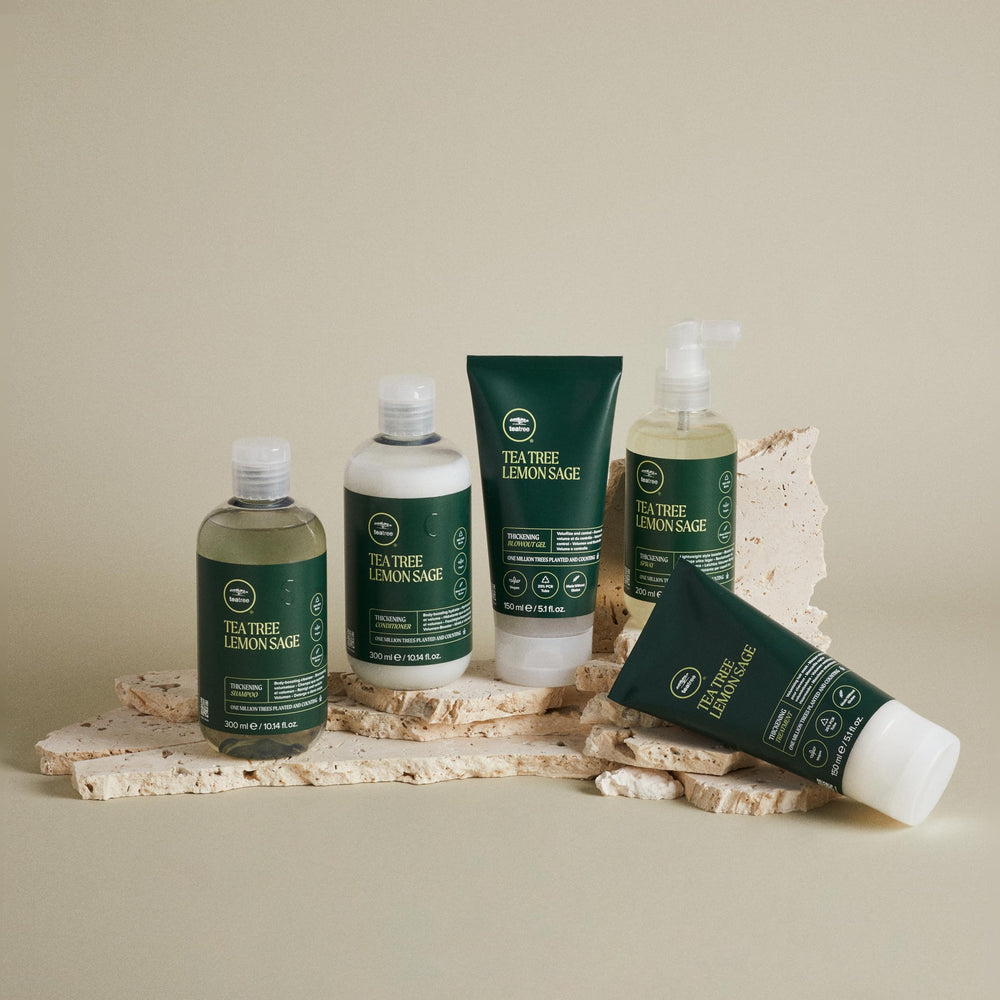 Tea Tree Lemon Sage volume close-up reveals visibly fuller hair texture.