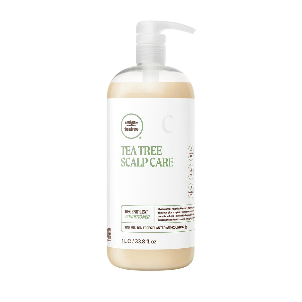 Tea Tree Scalp Care Regeniplex conditioner bottle showing lightweight detangling for thinning hair