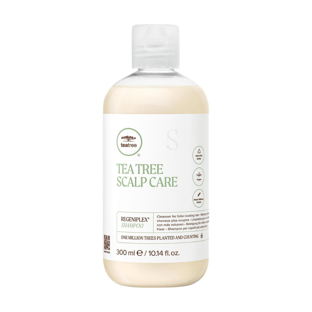 Tea Tree Scalp Care Regeniplex Shampoo bottle demonstrates fuller-looking hair potential.