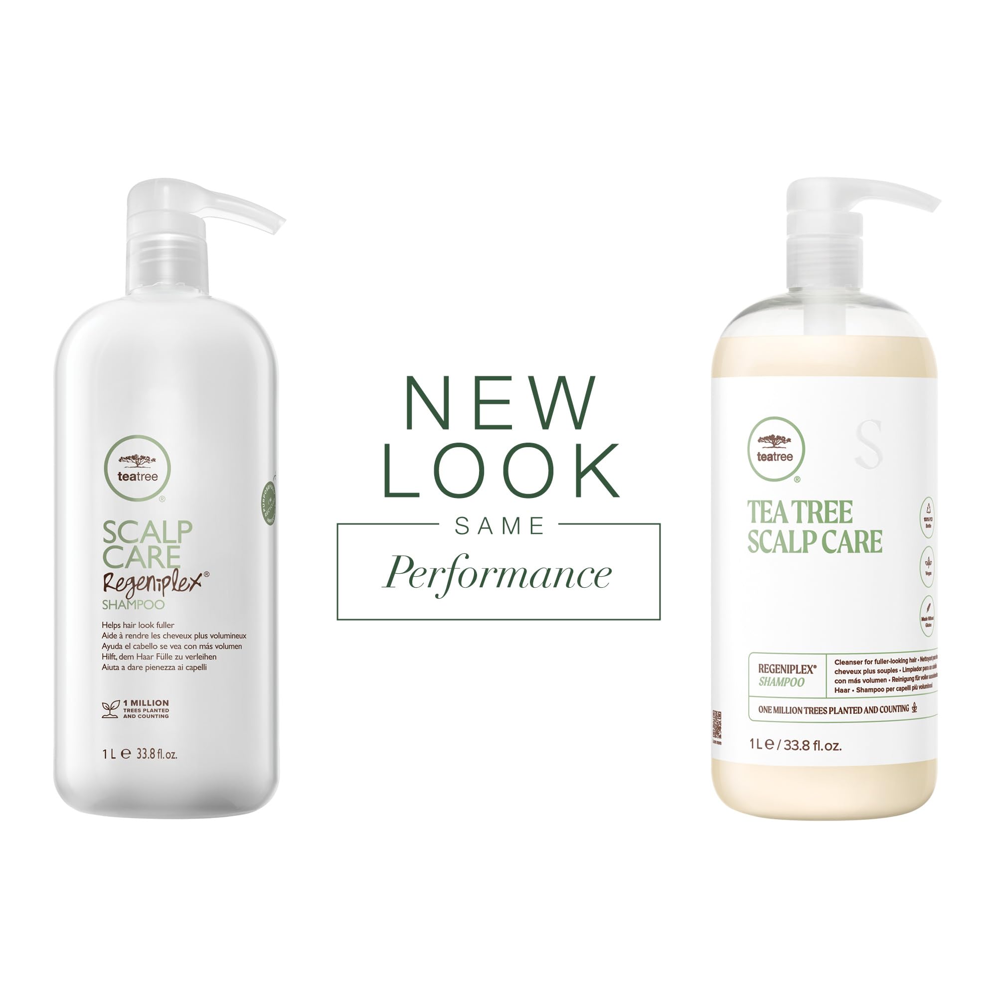 Tea Tree Regeniplex Shampoo pump closeup shows gentle cleansing and scalp revitalization