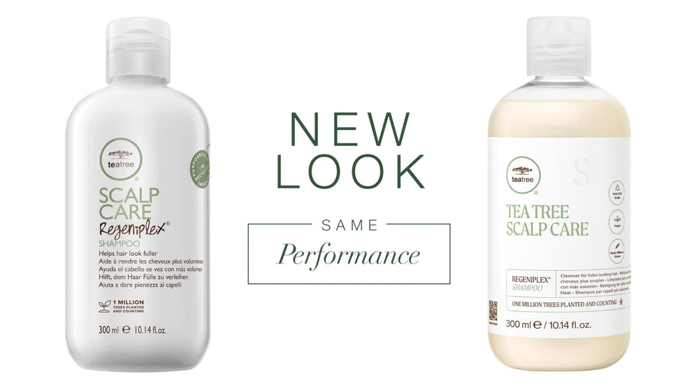 Tea Tree Scalp Care Regeniplex Shampoo pump highlights easy application for daily cleansing.