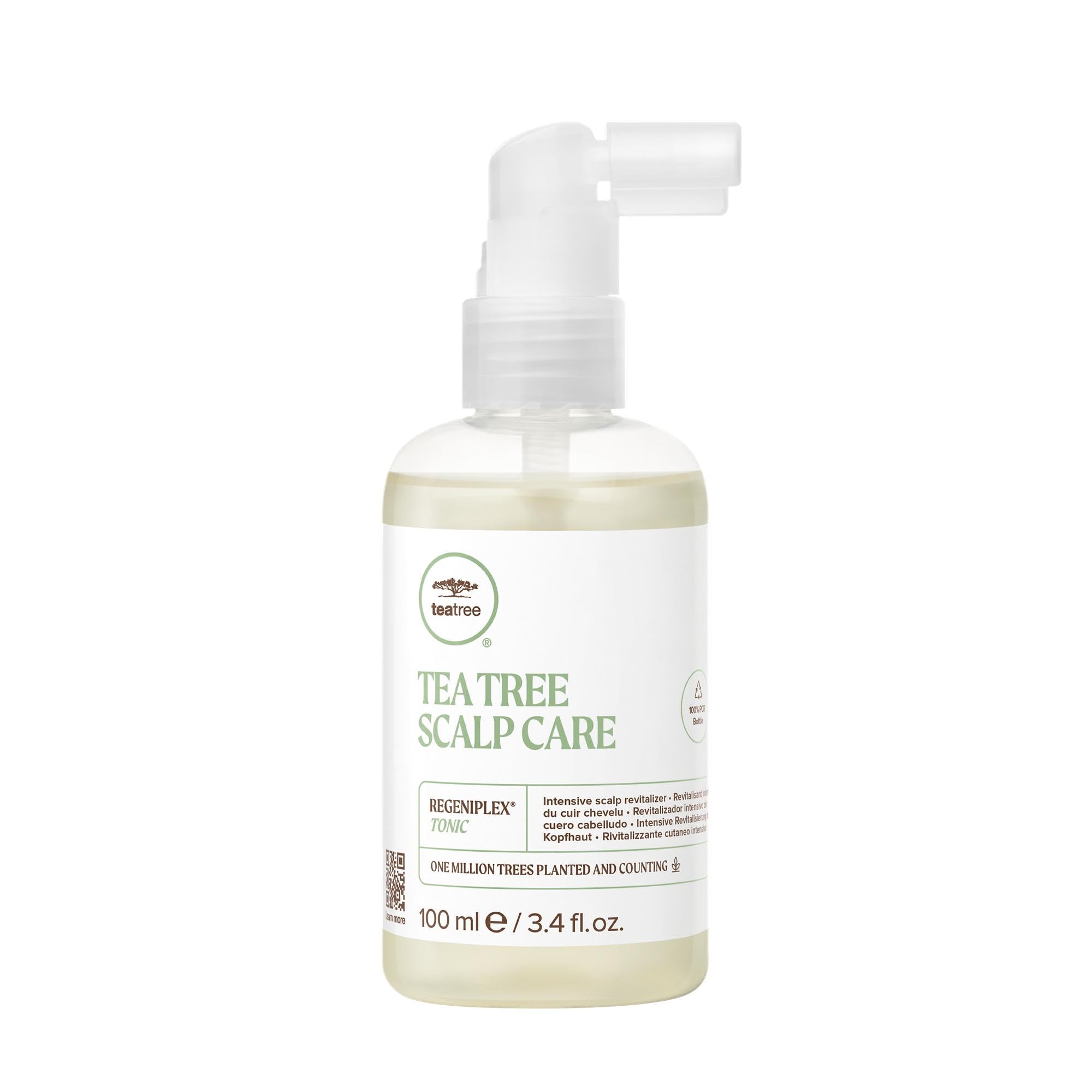 Tea Tree Regeniplex tonic bottle shown for daily scalp refresh and fullness potential.