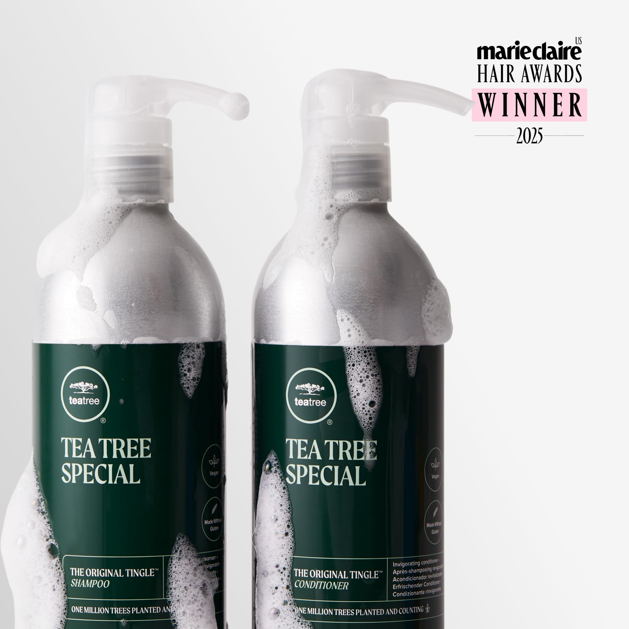Tea Tree Special aluminum bottle tingling closeup highlights invigorating scalp tingle