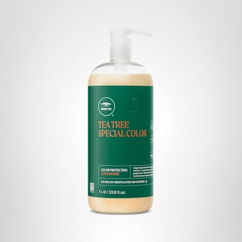 Tea Tree Special Color Conditioner bottle label close-up shows color protection benefits