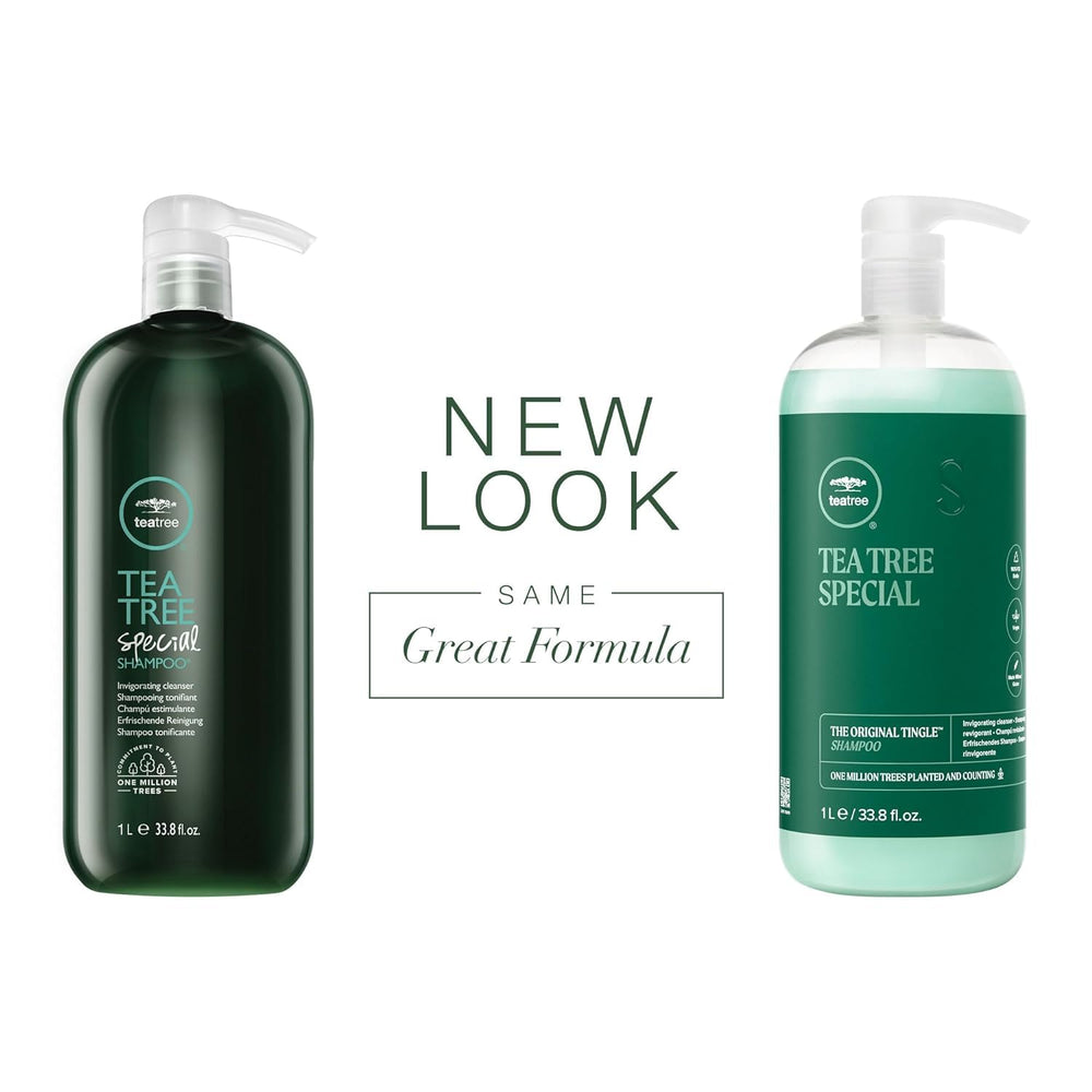 Tea Tree Special Conditioner liter bottle detangles and softens hair with peppermint-lavender scent.