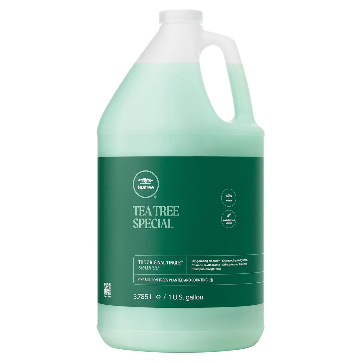 Tea Tree Special Shampoo bottle pour for an invigorating scalp cleanse.