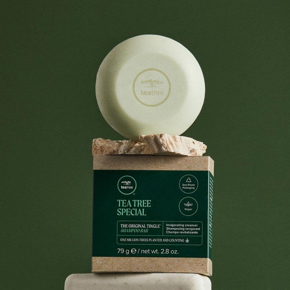 Tea Tree Special Shampoo Bar damp-hair use delivers quick lather.