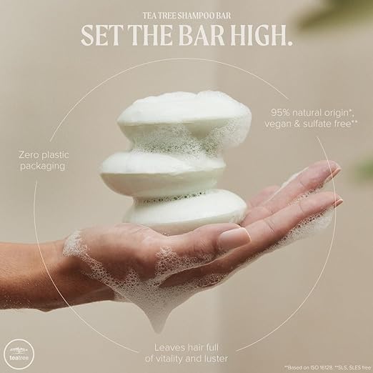 Tea Tree Special Shampoo Bar fragrance blends tea tree peppermint and lavender.