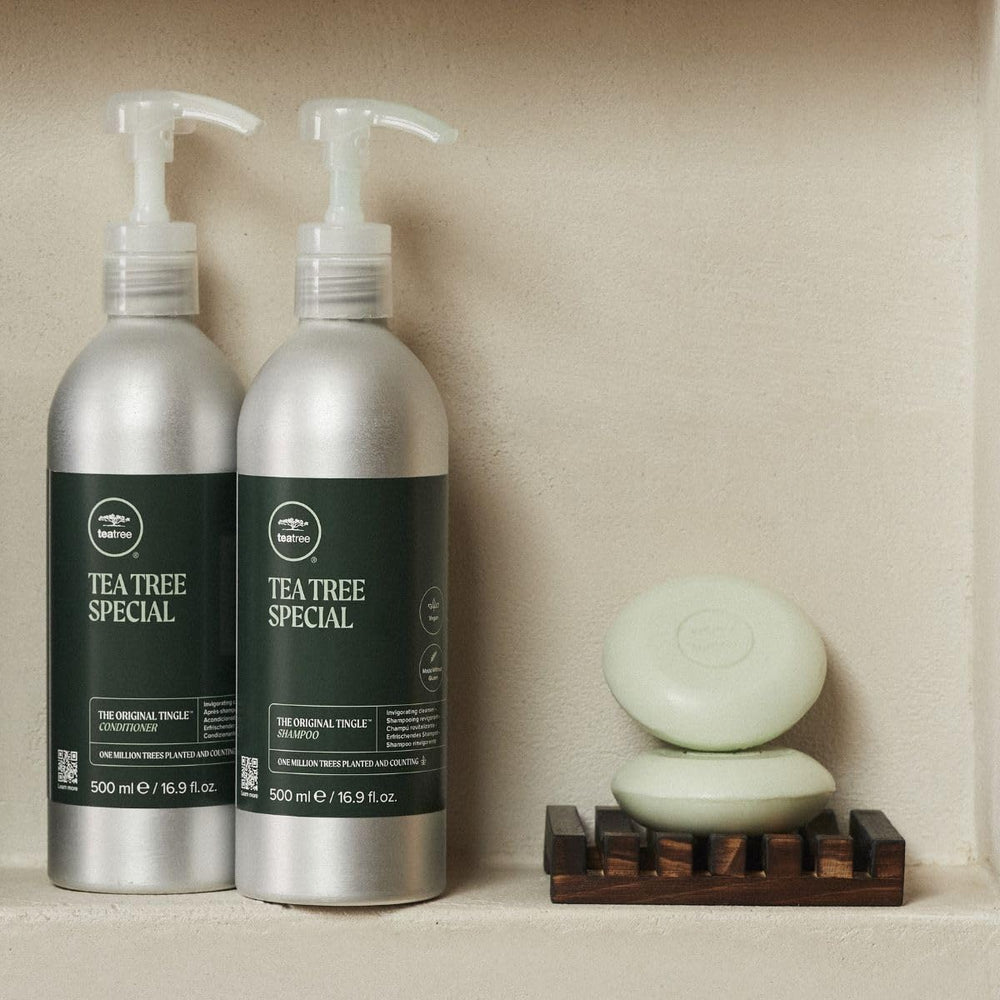 Tea Tree Special Shampoo Bar peppermint aroma suggests invigorating scalp sensation