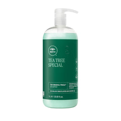 Tea Tree Special Shampoo bottle front for all hair types, inviting cleanse