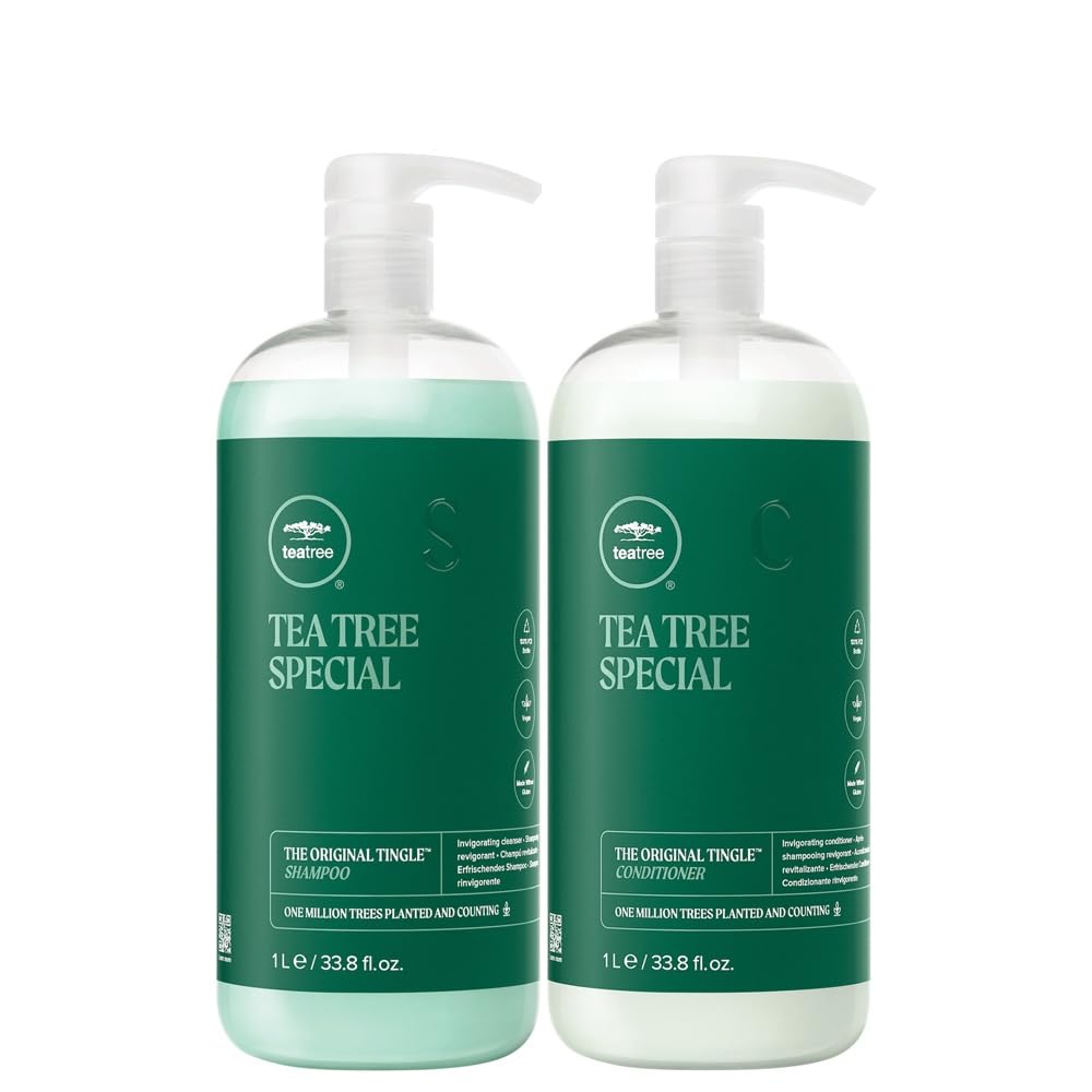 Tea Tree Special Shampoo liter bottle energized scalp and revitalized hair with a refreshing tingle.