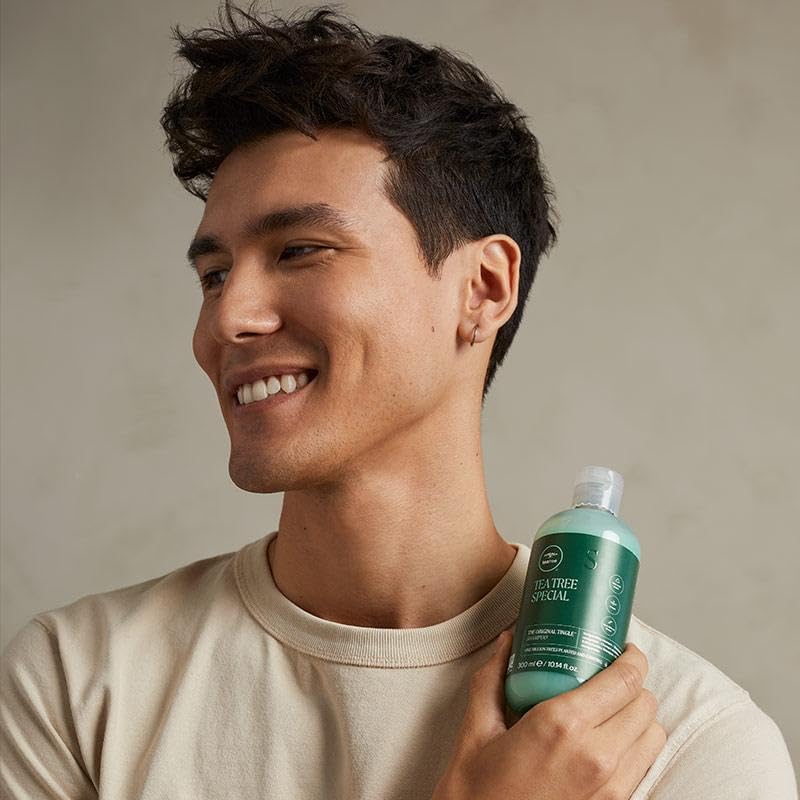 Tea Tree Special Shampoo refill pouch demonstrates sustainable packaging.