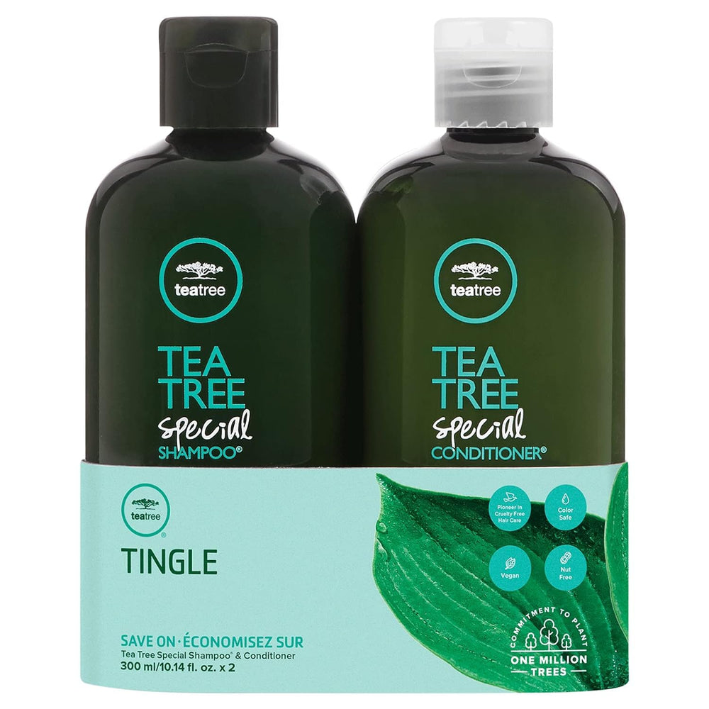 Tea Tree Special Shampoo bottle delivers a refreshing scalp wake-up with peppermint and tea tree oil.