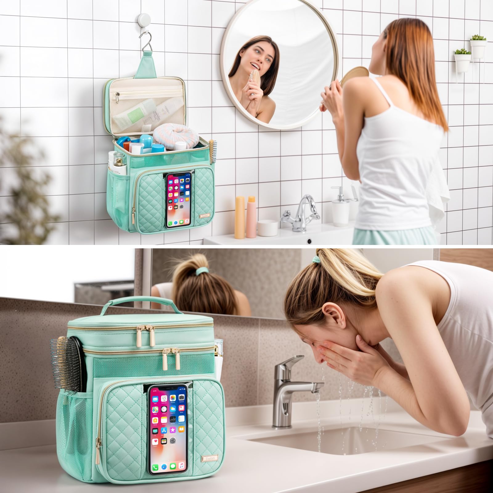 Tealari dorm-ready toiletry bag ideal for college use.
