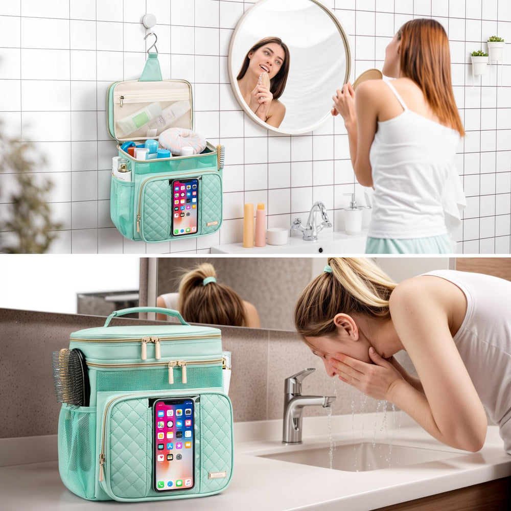 Tealari dorm-ready toiletry bag ideal for college use.