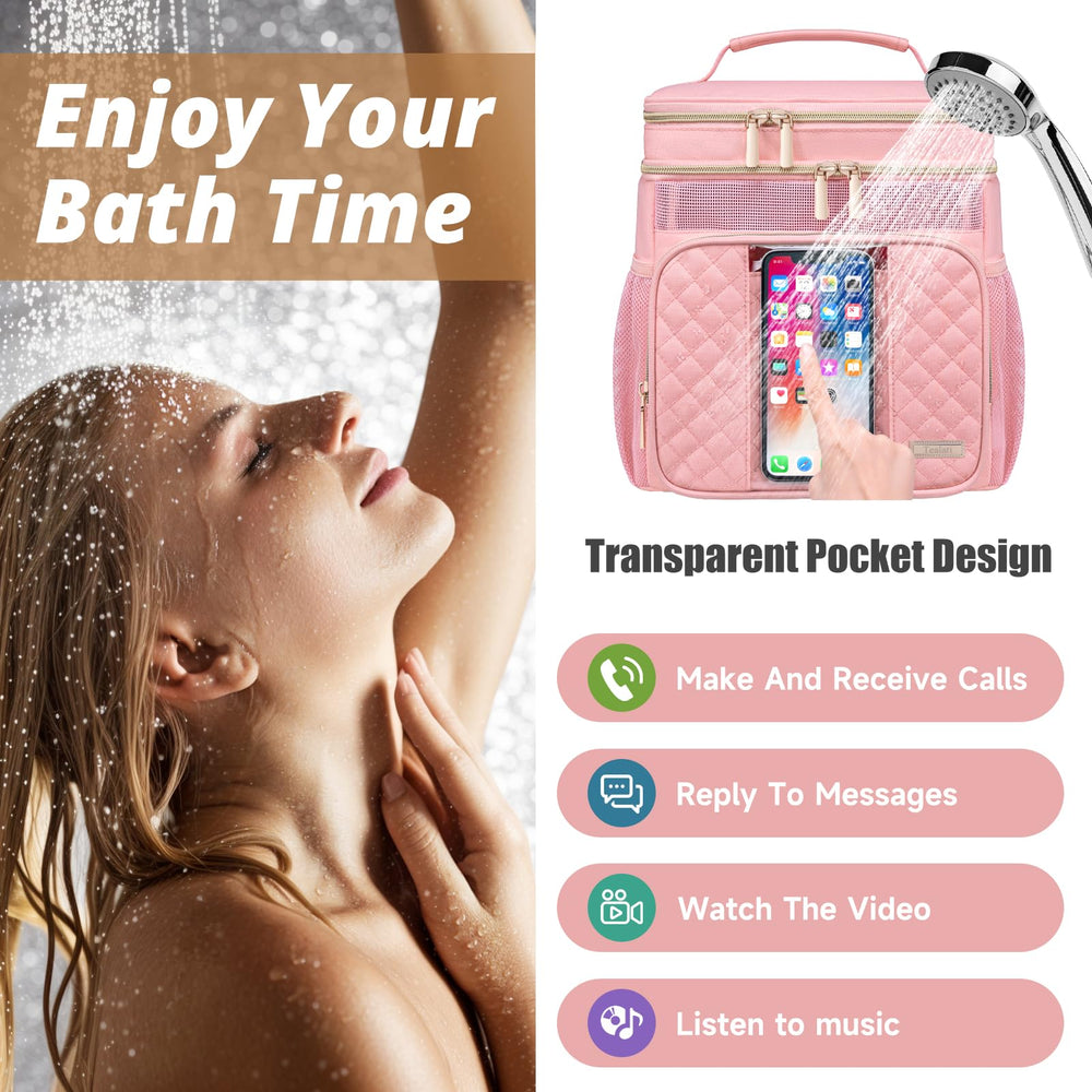 Tealari hanging hook design keeps bag within reach in bathrooms and dorms.