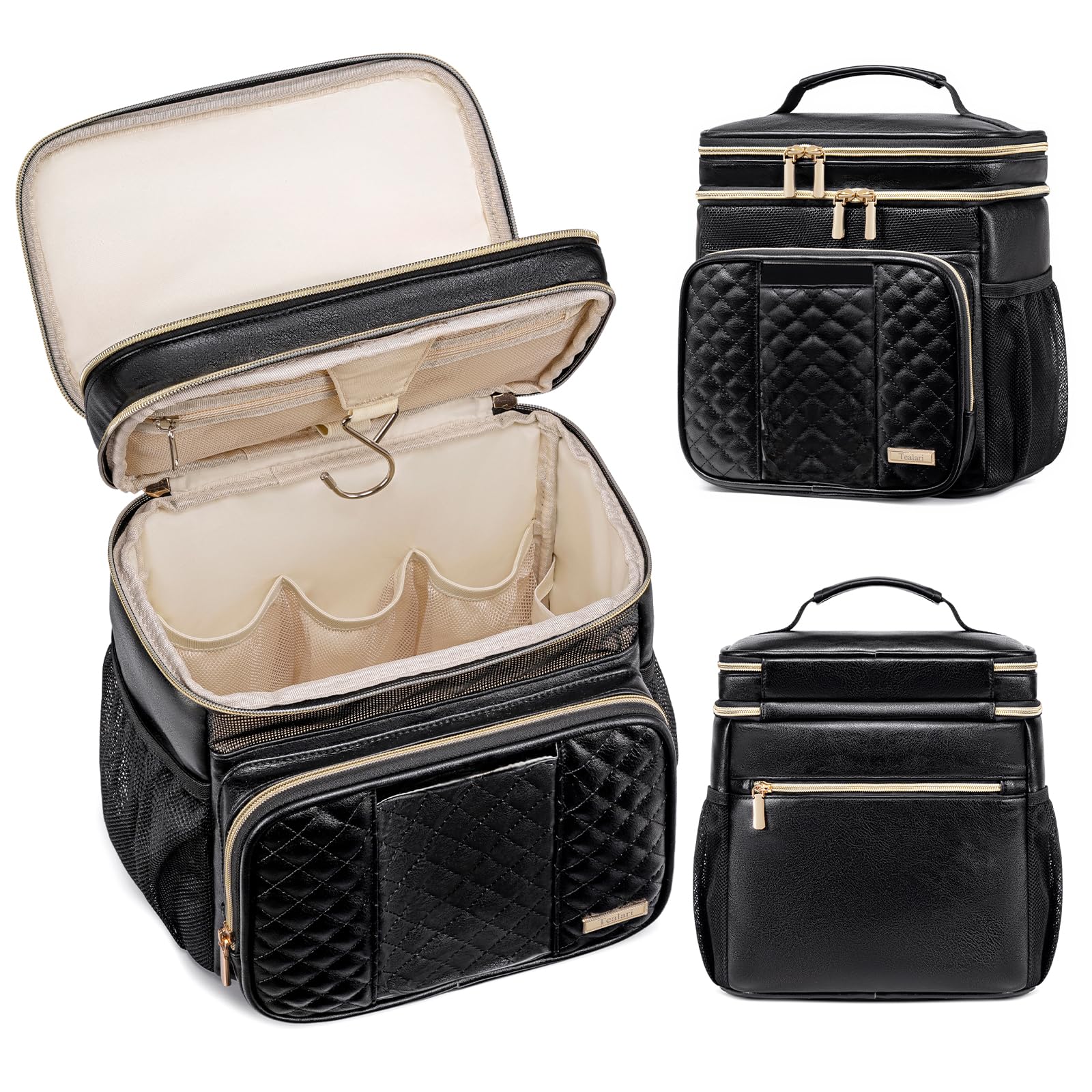Tealari large leather toiletry bag exterior with durable PU leather for daily travel
