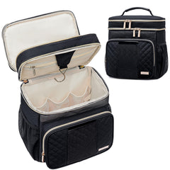 Tealari large toiletry bag opened showing multiple compartments for easy organization.