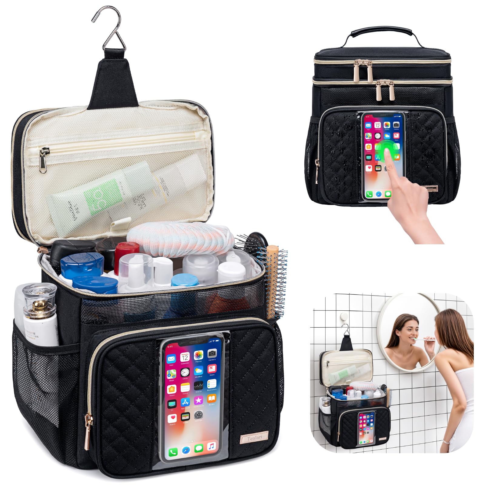 Tealari bag shows transparent waterproof phone pocket ideal for calls on the go.