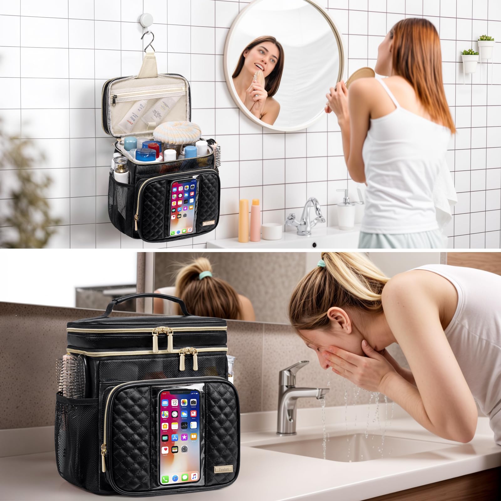 Tealari foldable travel toiletry bag design folds to save space in luggage
