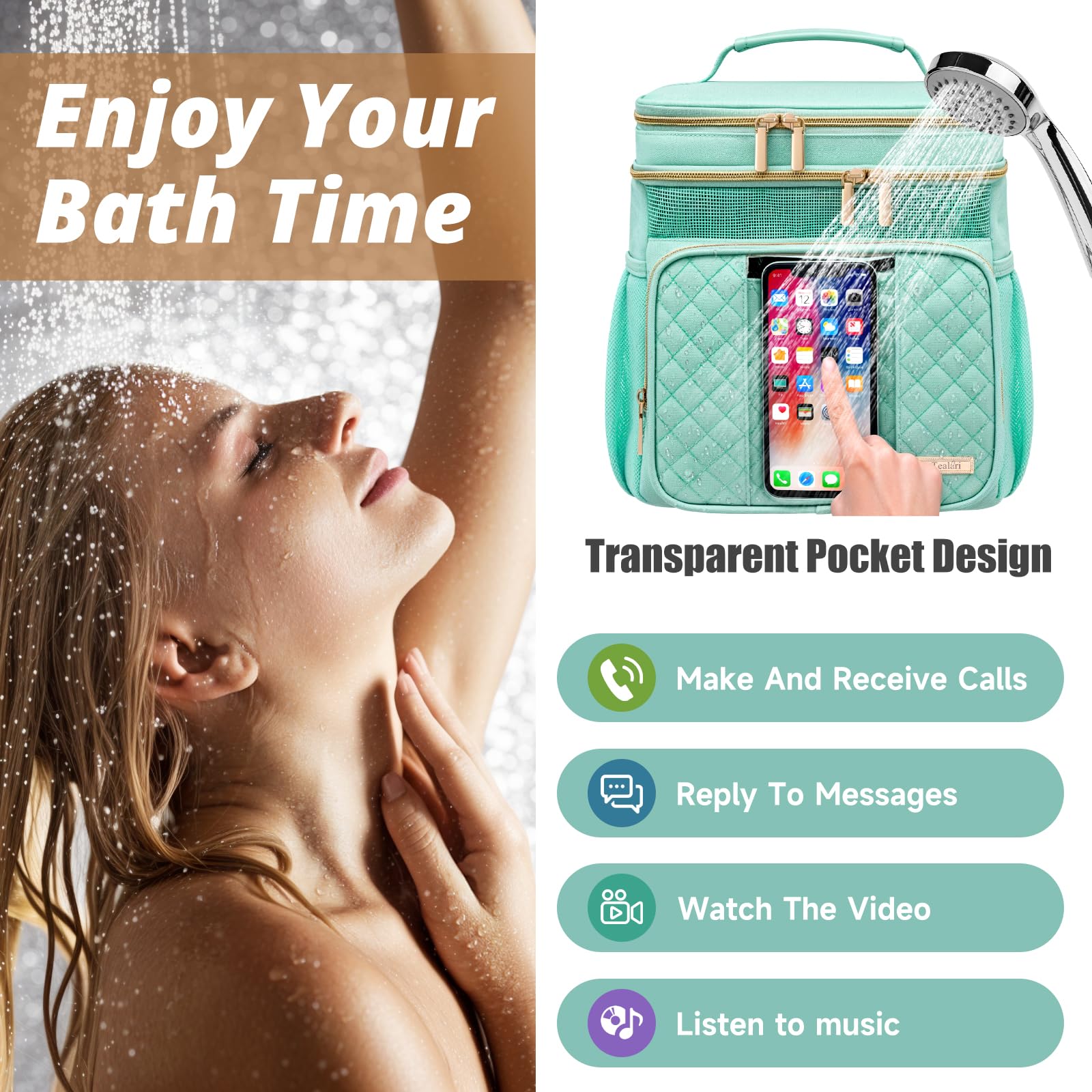 Tealari transparent phone pocket keeps calls accessible during travel.