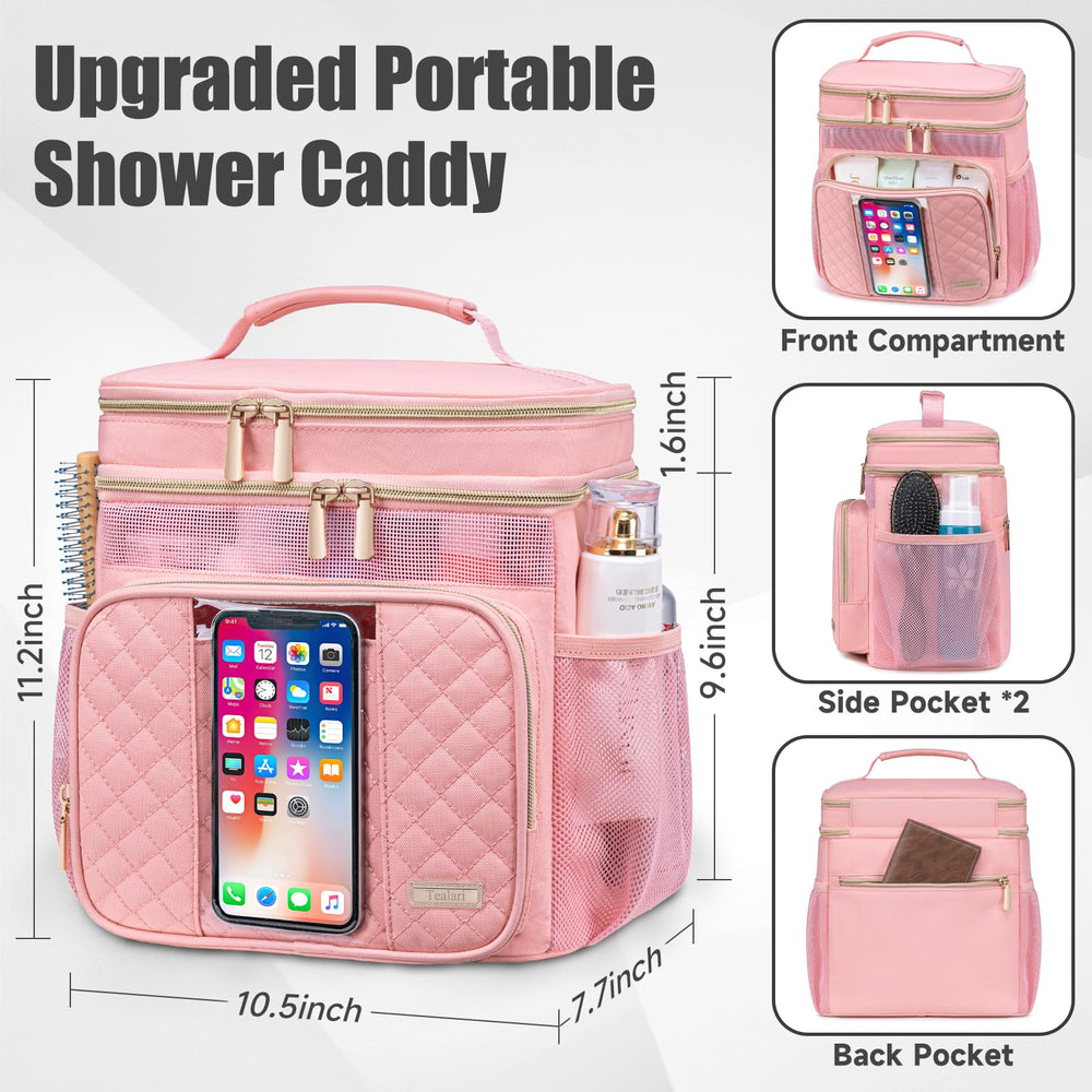 Tealari water-resistant shower bag keeps toiletries dry during gym or dorm use.