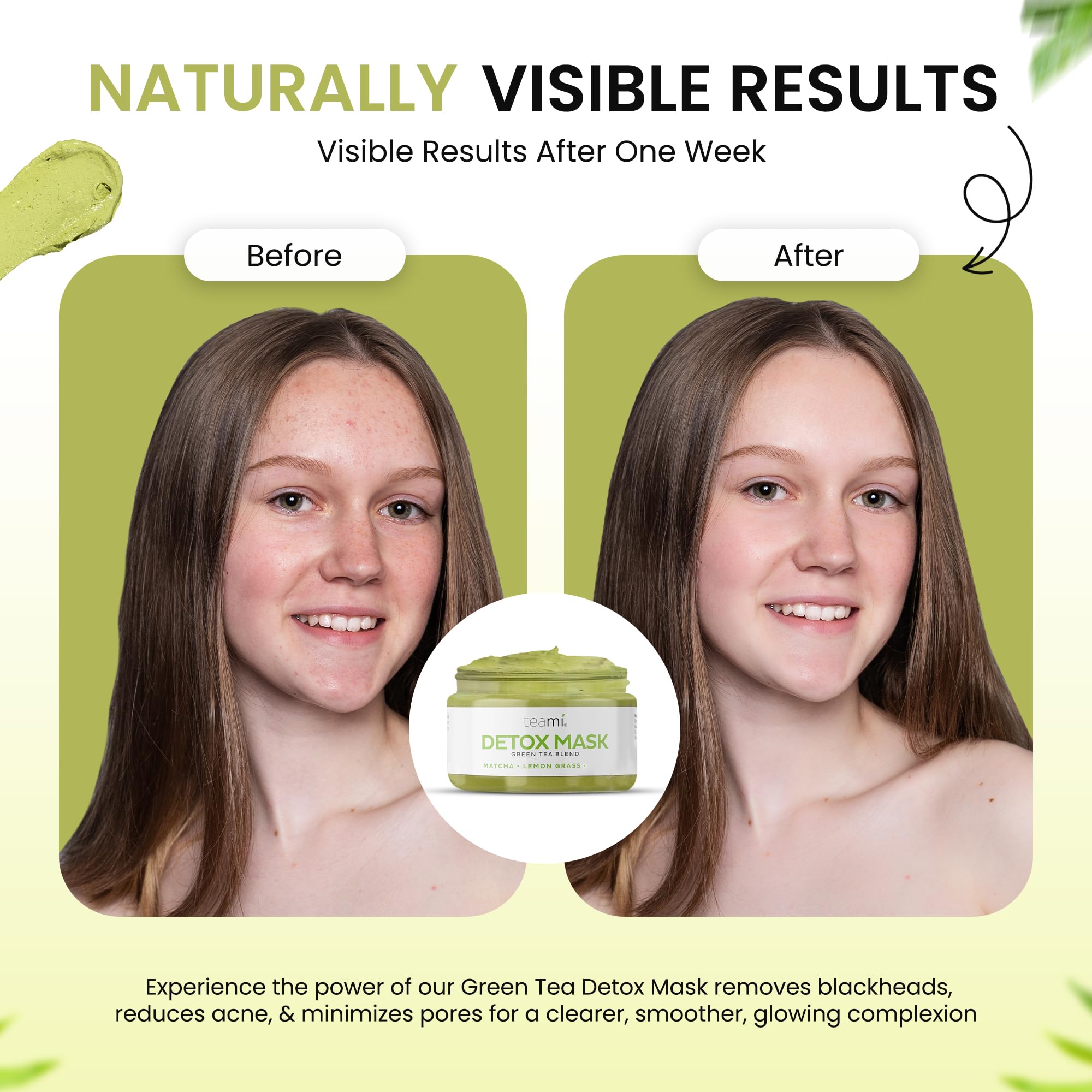 Teami Detox Face Mask alongside spa-like routine suggests hydration balance after clay treatment.
