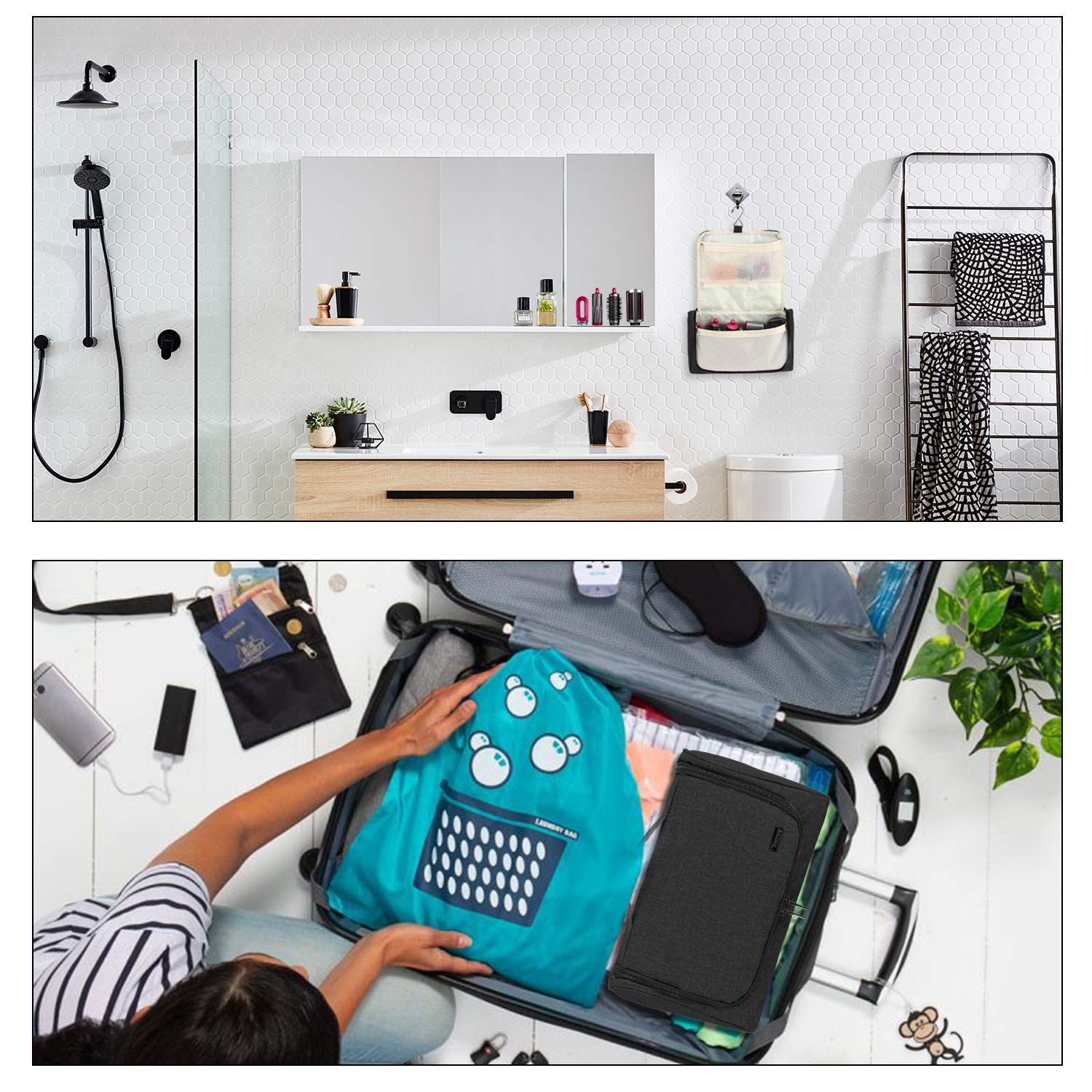 Teamoy black travel organizer offers sleek portability for grooming trips.