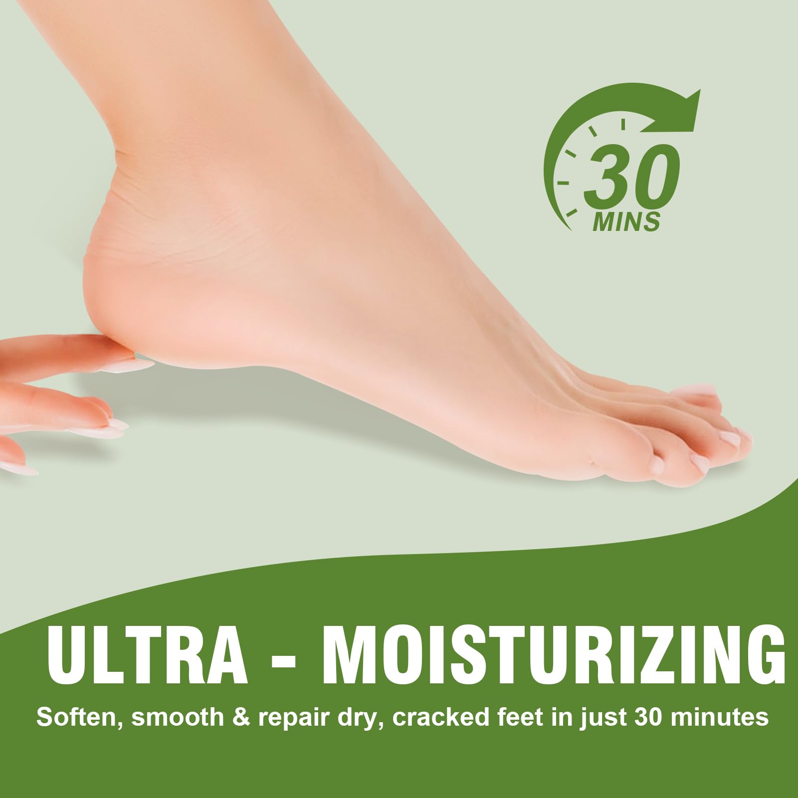TEAWOO foot mask worn on feet close-up showing snug fit for quick care