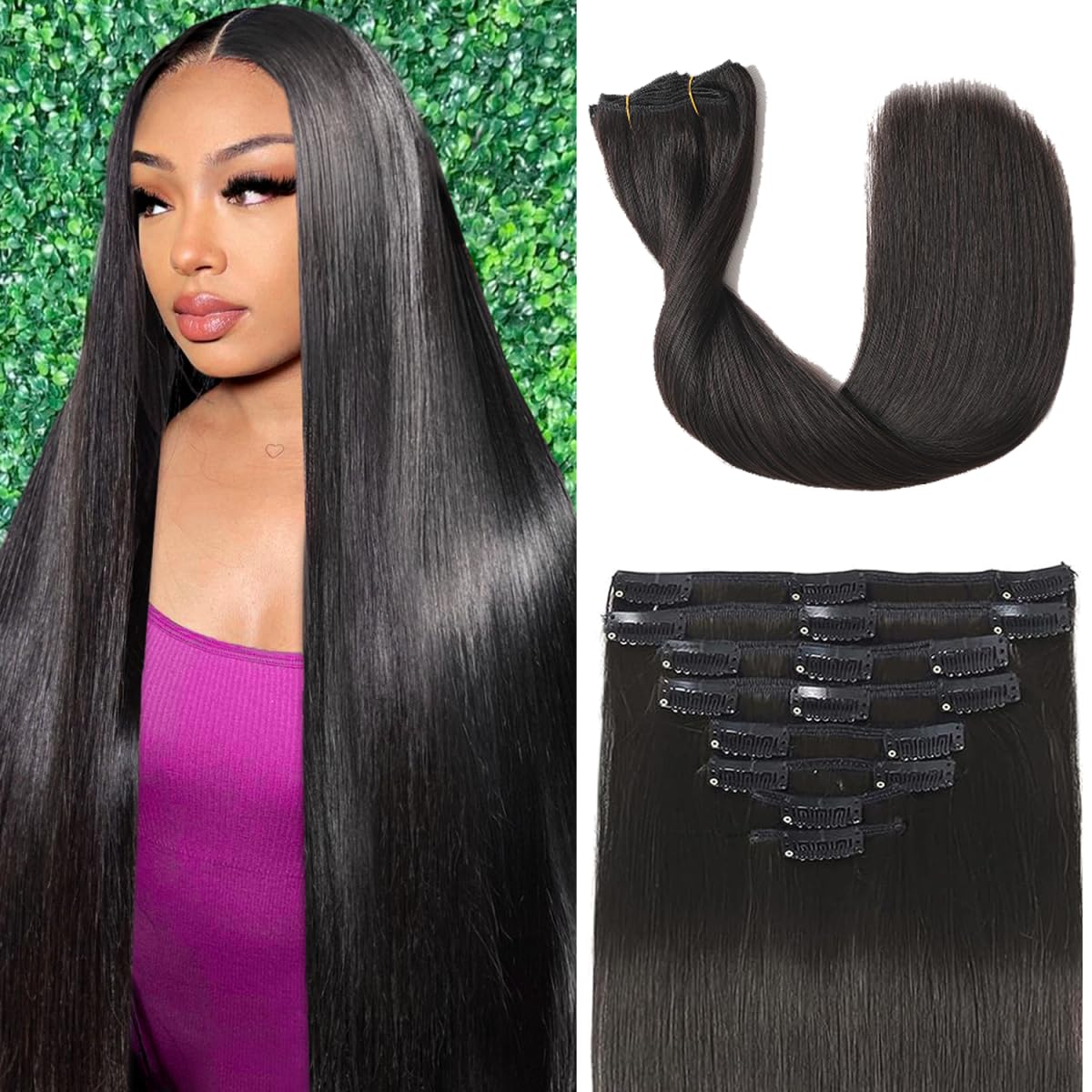 Tebelove clip-in extensions 100g 16inch blend seamlessly with natural hair for fuller volume