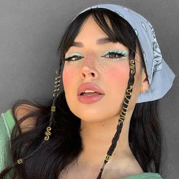 TEBIEKOY boho festival look idea featuring gold hair cuffs for expressive fashion.