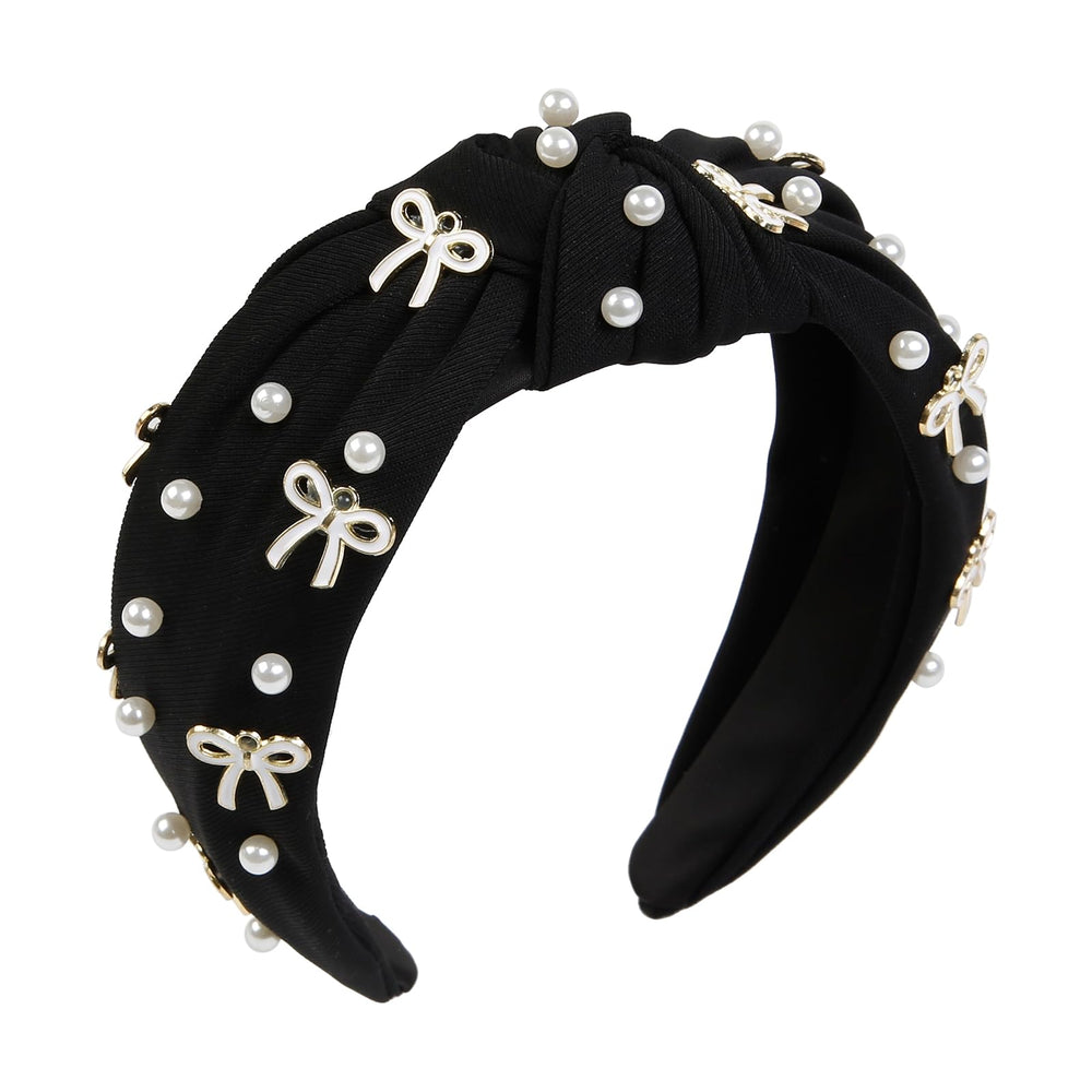 TEBIEKOY cute knotted headband with pink pearls adds elegant charm to any look.
