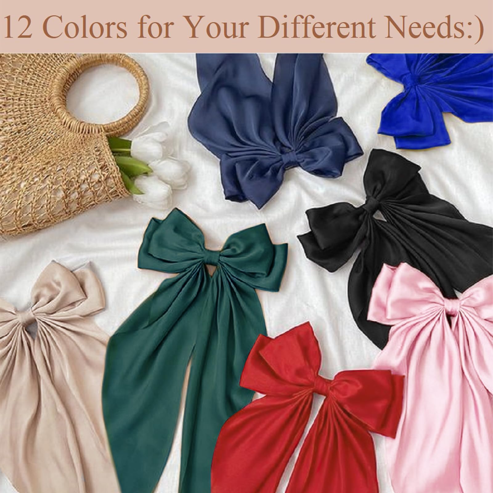 TEBIEKOY satin finish bows with durable clips for all day wear