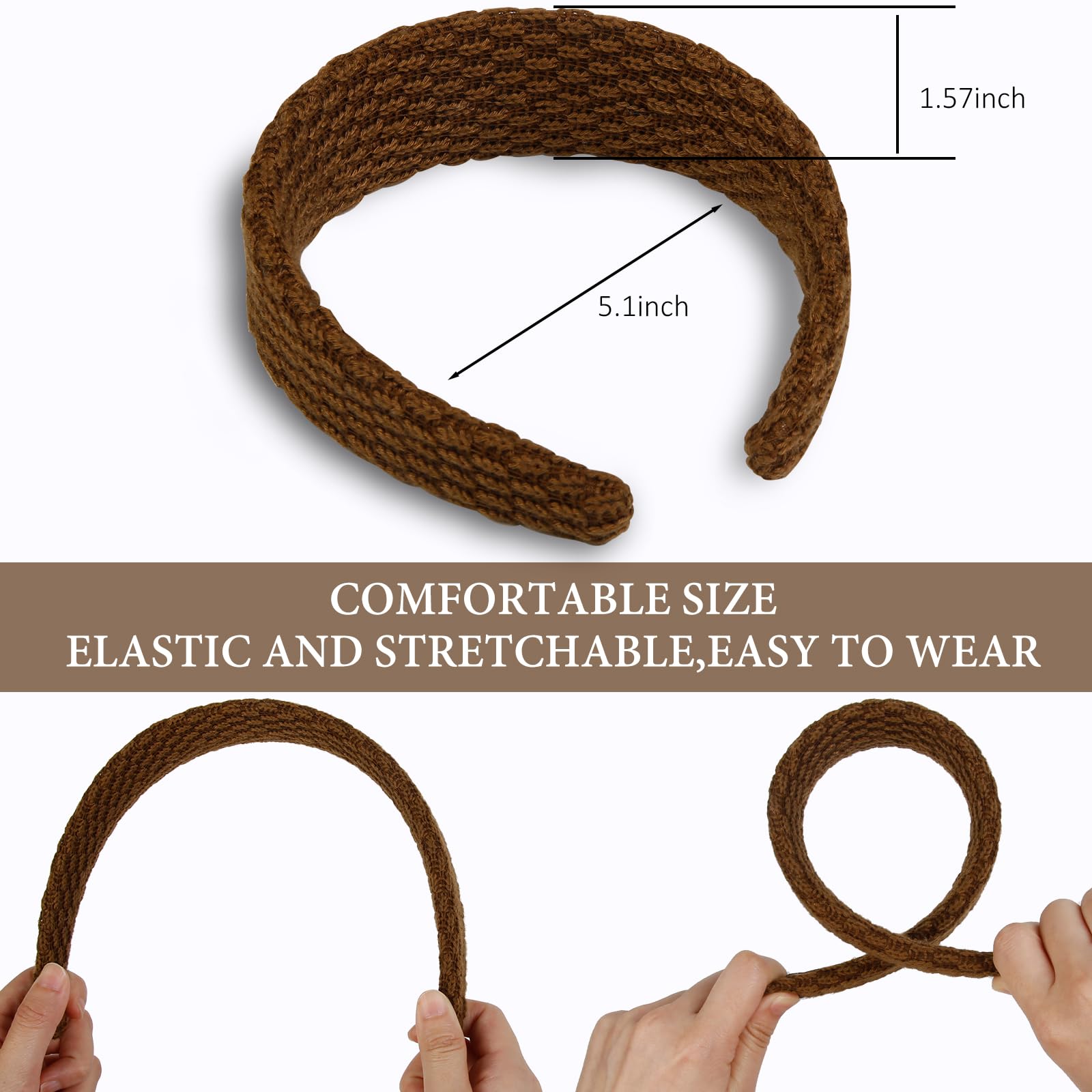 TEBIEKOY headbands in solid colors offer versatile styling to elevate any outfit.