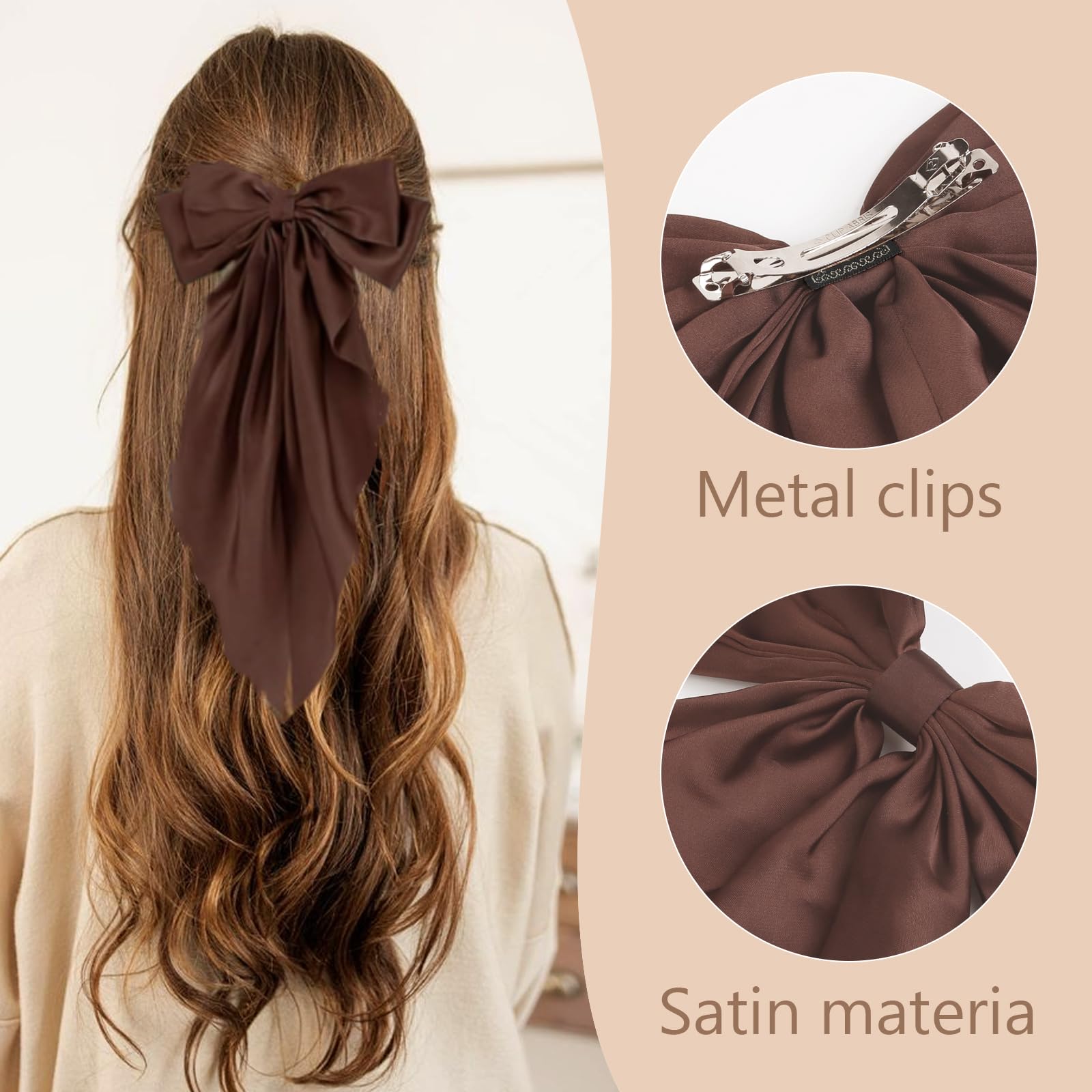 TEBIEKOY model wearing satin bow for elegant look.