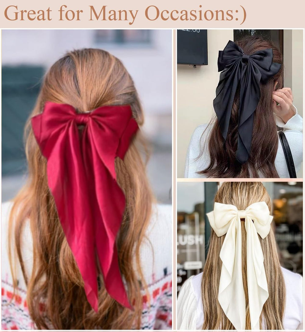 TEBIEKOY oversized satin bow close-up highlighting glossy texture.