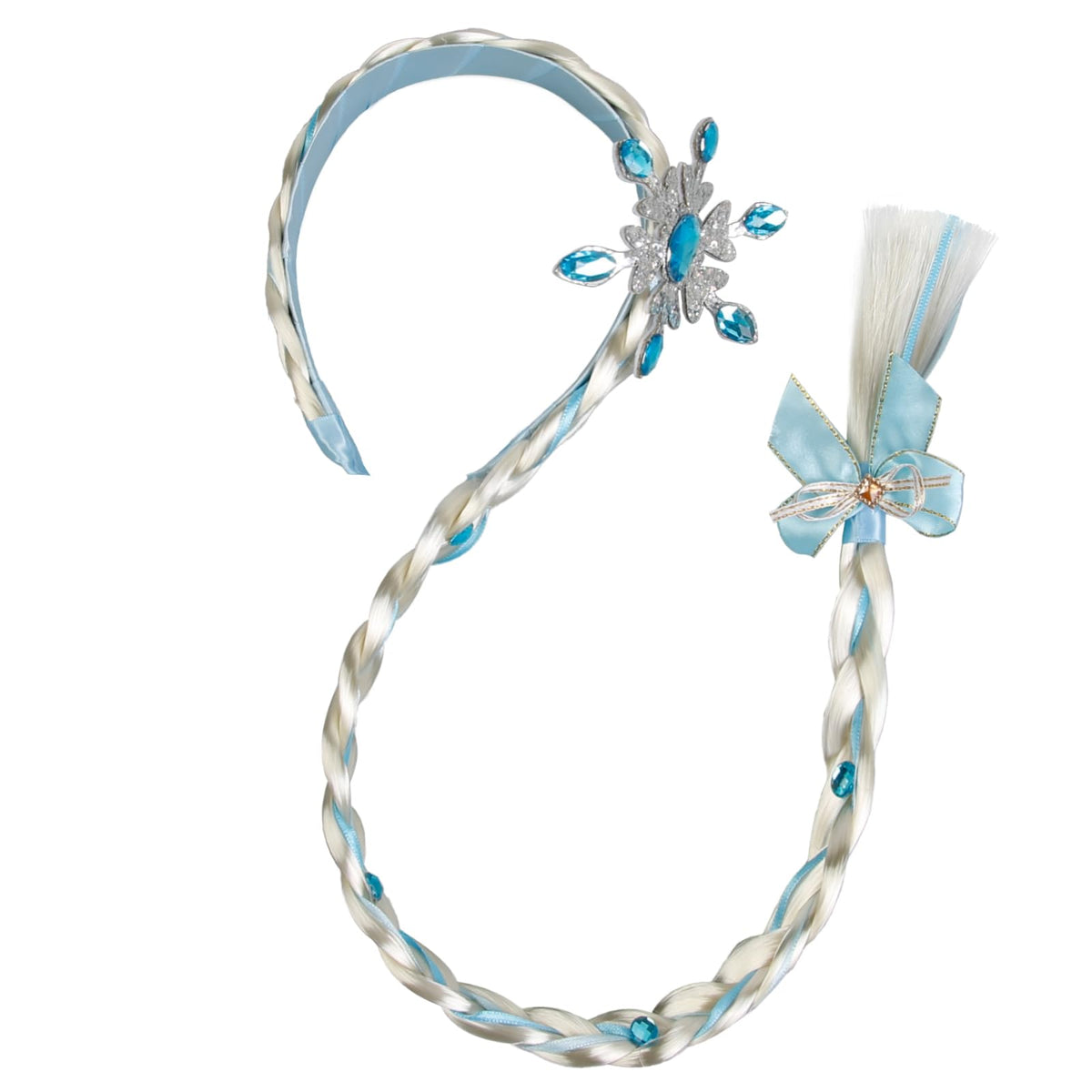 TEBIEKOY Rapunzel wig with braided headband and tiara for imaginative princess play