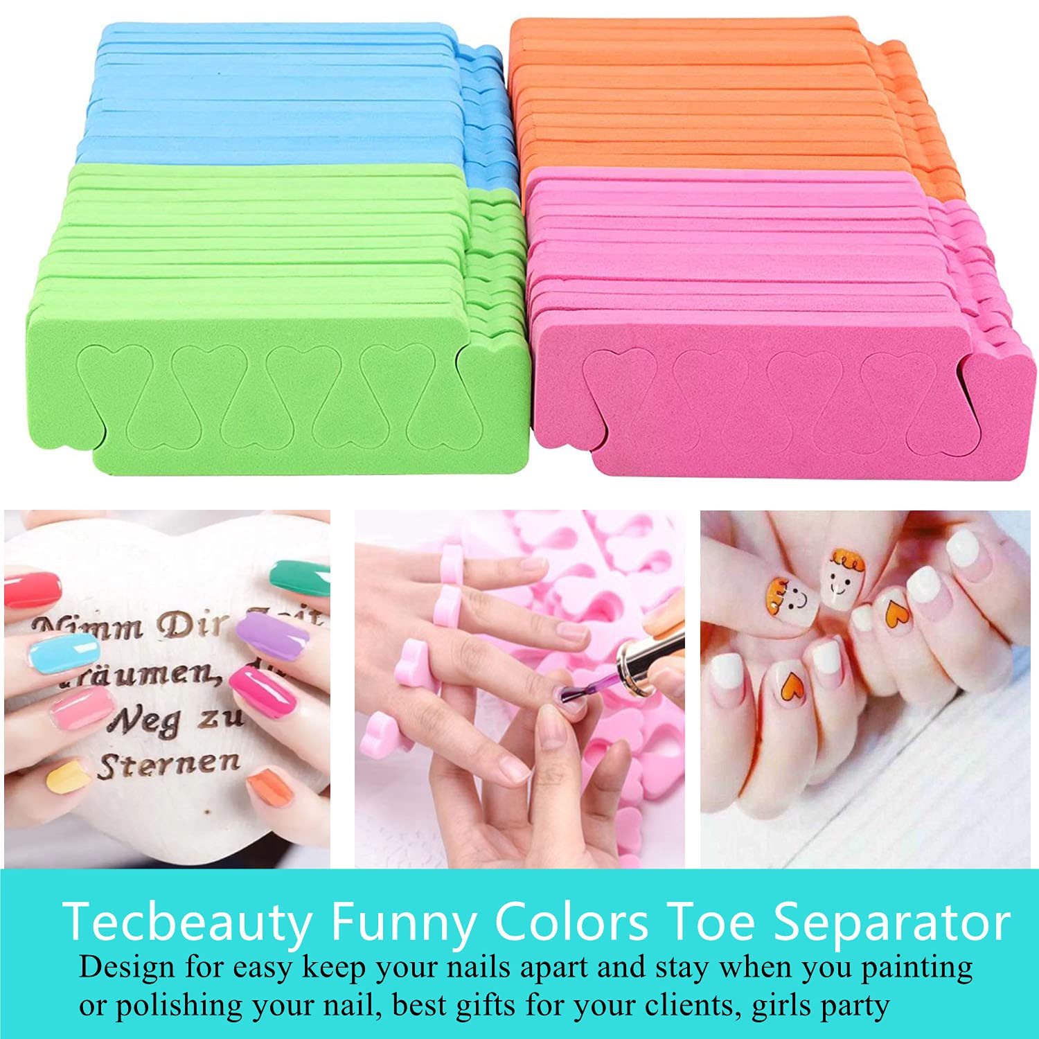 Tecbeauty separadores de dedos para pies, esponja suave facilita la pintura.