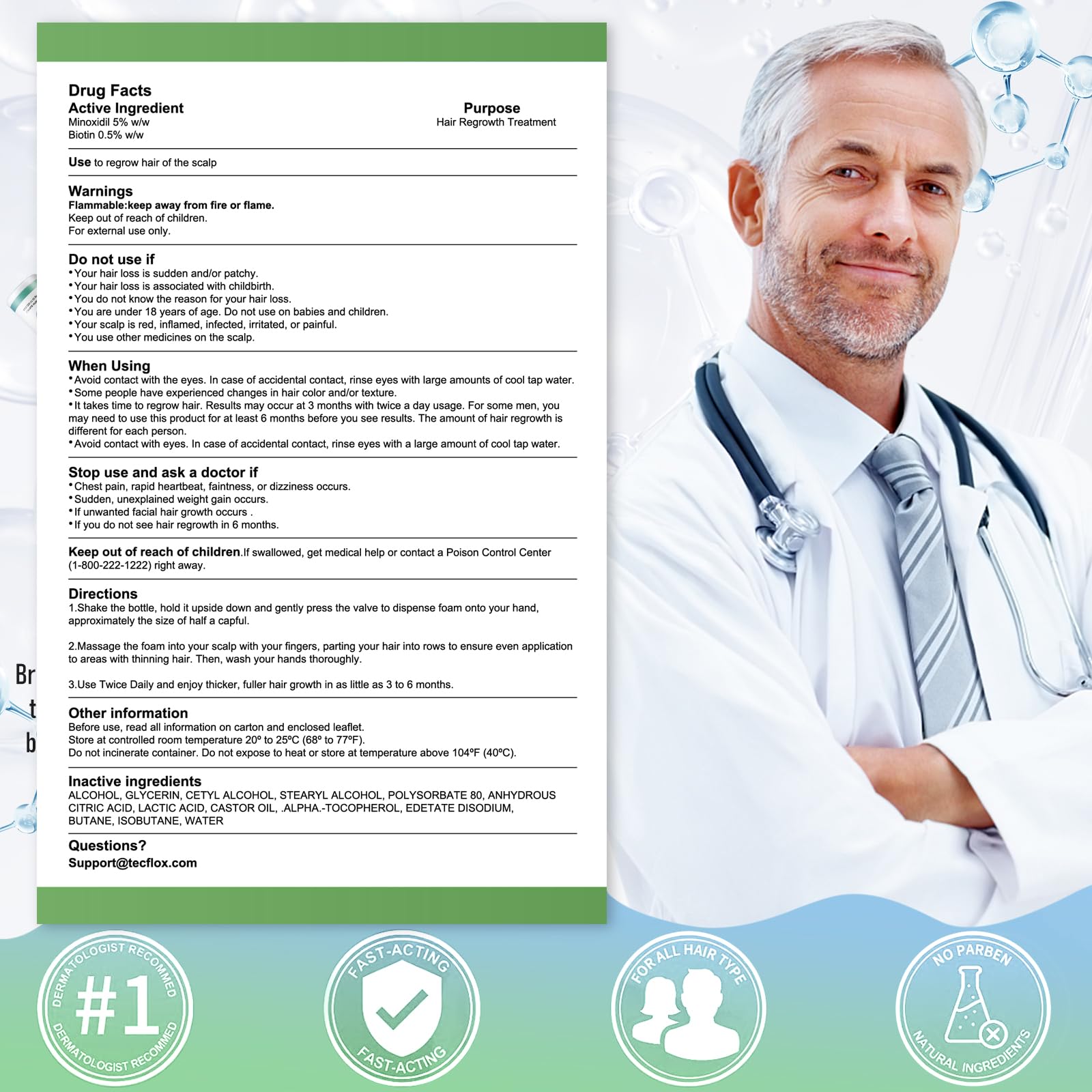 Tecflox Minoxidil Foam 3-month supply highlights long-term treatment plan