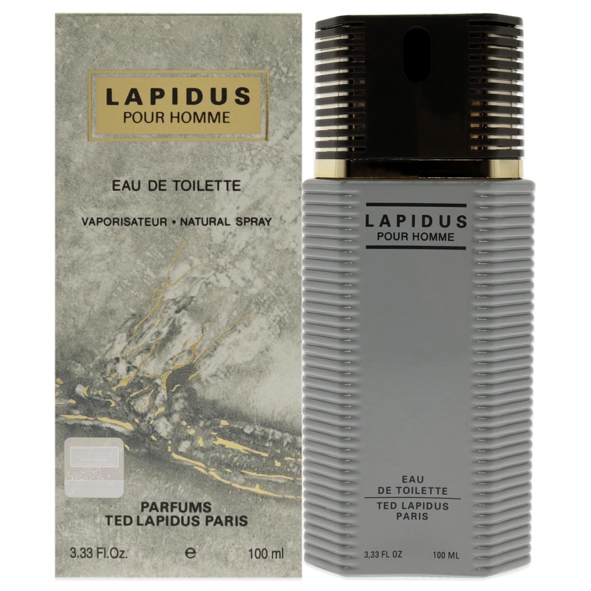 Ted Lapidus Lapidus EDT brand logo close-up signals premium design.